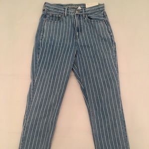 NWT Blue and white striped mom jeans